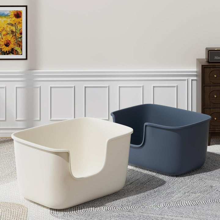 Vealind Grosse Katzenklo XXL Katzentoilette für Mehrkatzenhaushalte， 56L x 41W x 31H cm Offene Katze