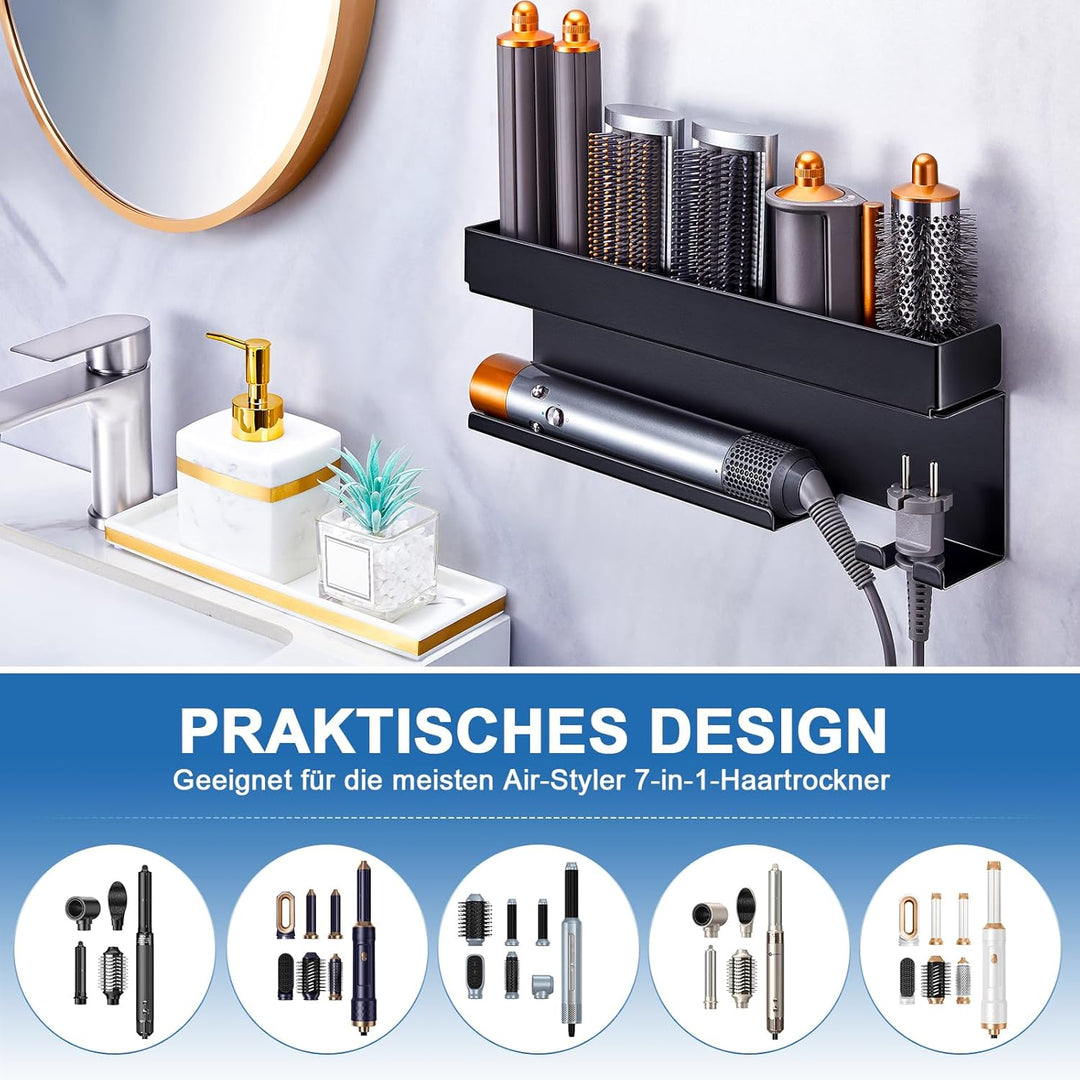 Föhnhalter Wand Ohne Bohren, Föhn und Glätteisen Halterung Für Styler Lockenstab Zubehör, Fönhalteru