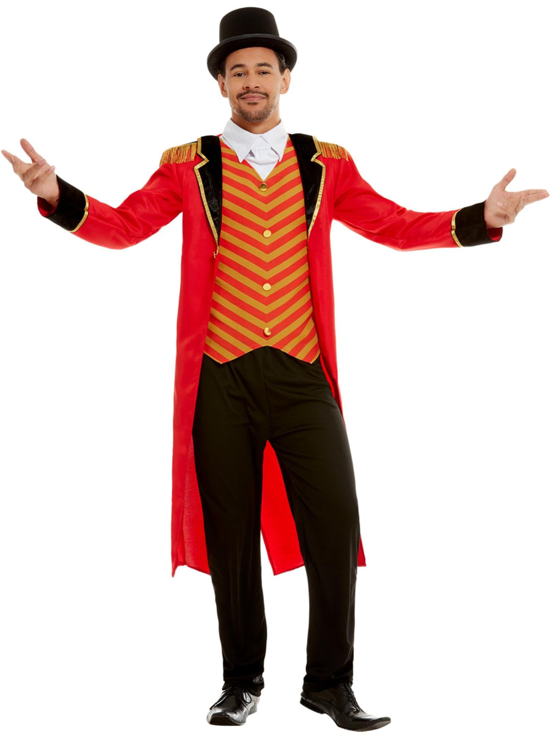 Smiffys Deluxe Ringmaster Kostüm Rot mit Jacke, Mock Shirt &amp; Hose, Zirkus Verkleidung Erwachsene Dre