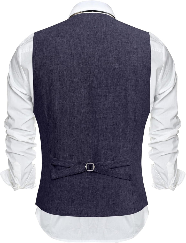 COOFANDY Weste Herren Anzug mit Taschen Anzugweste Gilet Casual Hochzeitsweste V-Ausschnitt Business