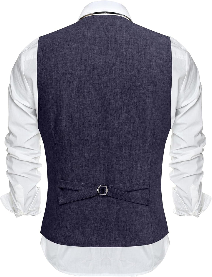 COOFANDY Weste Herren Anzug mit Taschen Anzugweste Gilet Casual Hochzeitsweste V-Ausschnitt Business