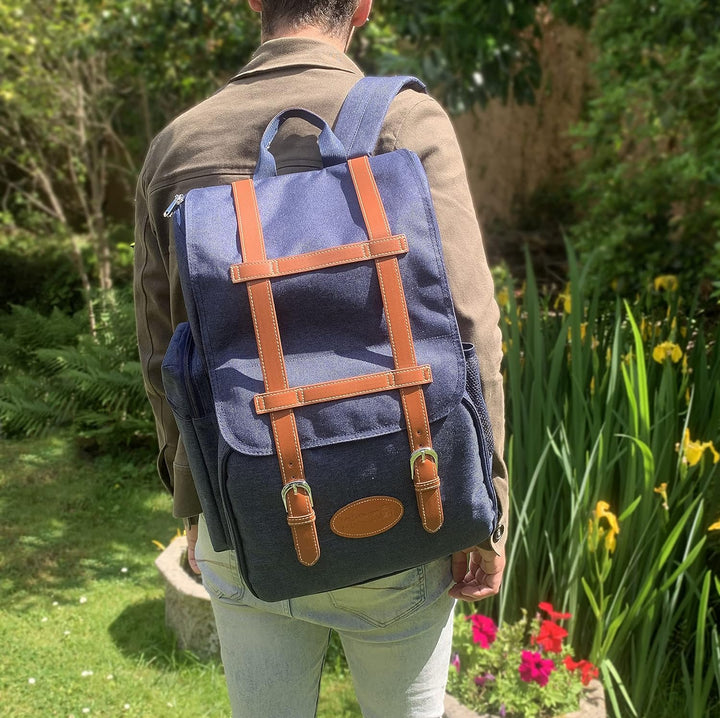 Les Jardins de la Comtesse Picknick-Rucksack, für 4 Personen, Blau, komplett mit Thermofach, robust