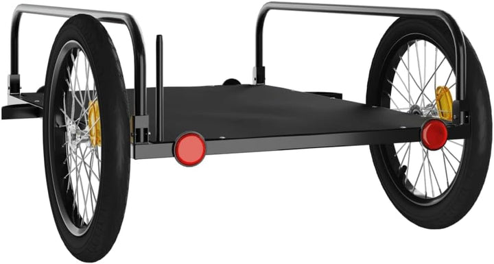 Fahrradanhänger Schwarz 135x70x Eisen für Lastentransport mit, klappbar, gefedert, mit Kupplung, Sic