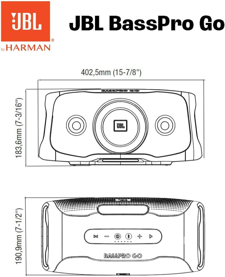JBL BASSPRO Go Plus mit Heimladegerät - 2 in 1: Aktiv Subwoofer Auto und 200 Watt Bluetooth Lautspre