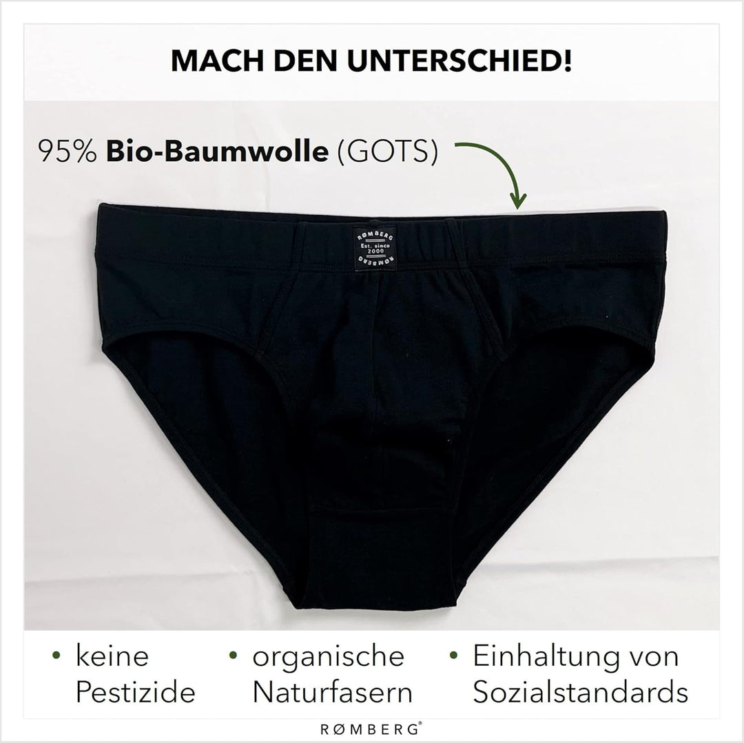 Romberg Herren Unterhose, klassischer Slip, 6er Pack aus nachhaltiger Bio-Baumwolle (GOTS Zertifizie