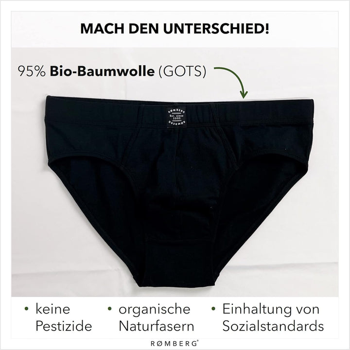Romberg Herren Unterhose, klassischer Slip, 6er Pack aus nachhaltiger Bio-Baumwolle (GOTS Zertifizie