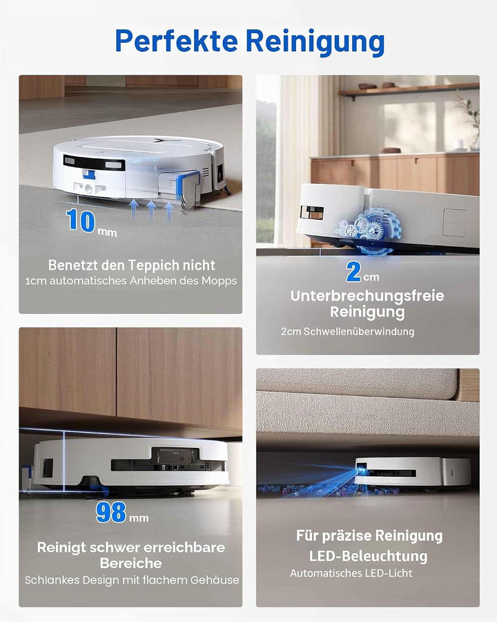 ECOVACS DEEBOT T80 OMNI Saugroboter mit Wischfunktion, 18.000 Pa, OZMO ROLLER Wischwalze mit kontinu
