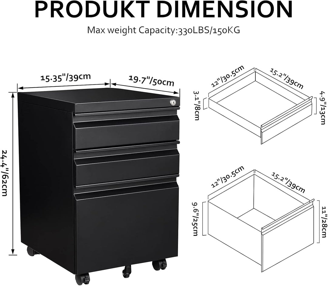 Rollcontainer Aktenschrank abschliessbar Büroschrank metallschrank File Cabinet Lagerschrank Beistel