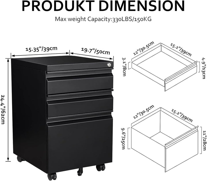 Rollcontainer Aktenschrank abschliessbar Büroschrank metallschrank File Cabinet Lagerschrank Beistel