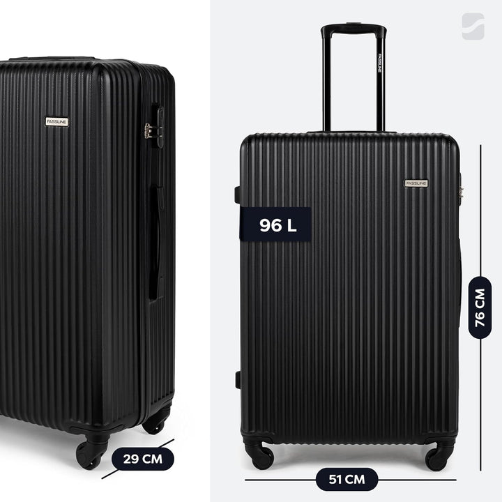 Reisekoffer Gross 76x51x29 cm 96l, aufgegebenes Gepäck, Hartschale aus ABS, Vier 360°-Spinner-Rollen