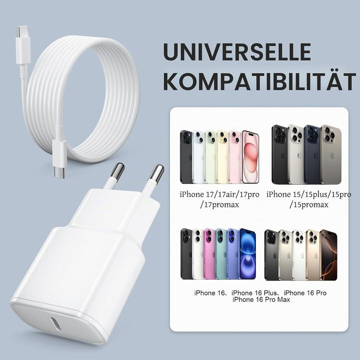 25W USB C Ladegerät Ladekabel für iPhone 17 16 15 Pro Max Plus, PD3.0 USB C Power Adapter Schnelllad