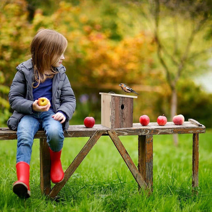 Relaxdays Nistkasten für Vögel, zum Aufhängen, Holz, Rinde, unbehandelt, 28 mm Einflugloch, HBT: 20x