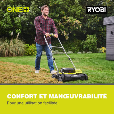 RYOBI 18V ONE+ Brushless Akku-Vertikutierer RY18SFX35A-0 (Arbeitsbreite 35 cm, 4-stufige Tiefeneinst