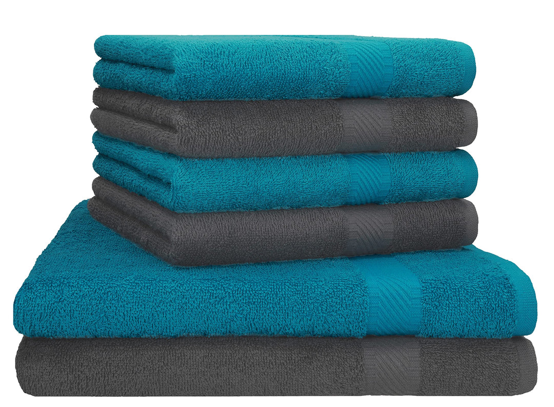 Betz Palermo Handtuch-Set – 6er Handtücher-Set - 2X Liegetücher - 4X Handtücher - 50x100 cm - anthra