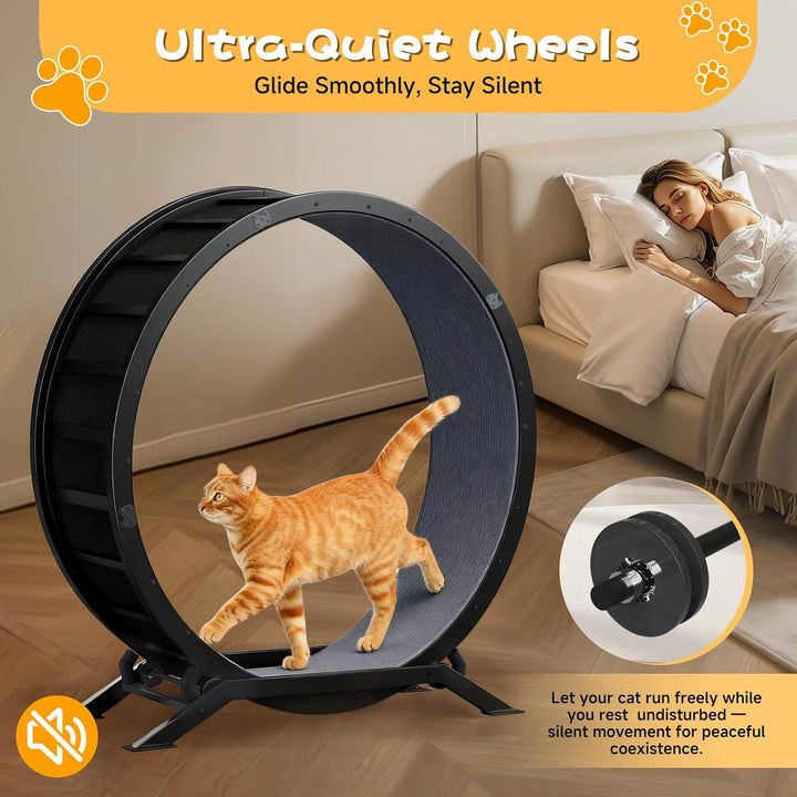 GTPLAYER Katzenlaufrad, laufrad Katze, Extra grosser 110 cm, ultraleises Laufrad mit Abnehmbarer Tep