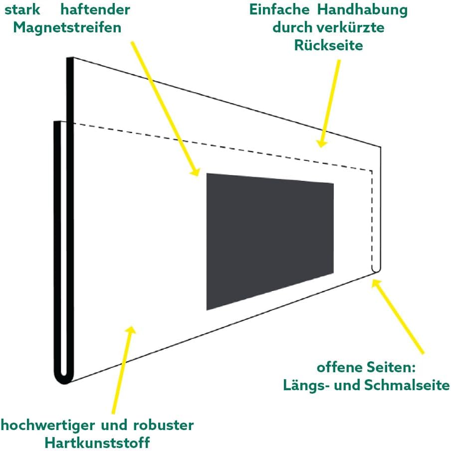 Krog Etikettenhalter magnetisch mit verkürzter Rückseite, 210 x 50 mm, 50 Stück Klar