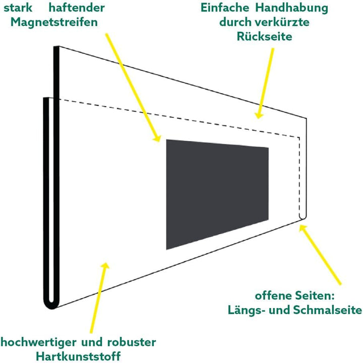 Krog Etikettenhalter magnetisch mit verkürzter Rückseite, 210 x 50 mm, 50 Stück Klar