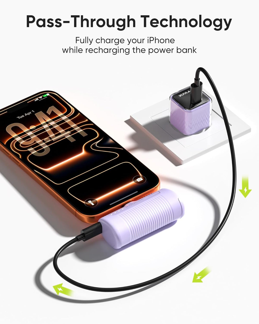 Kuulaa 2 Stück Power Bank USB C 4500mAh, Mini Externer Akku, Schnelles Aufladen Type C Powerbank ohn
