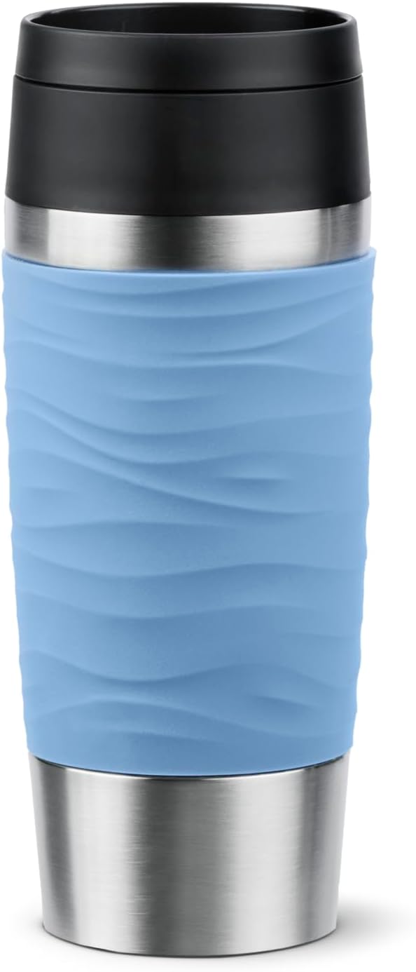 Emsa N20213 Travel Mug Wave Isolierbecher 0,36 Liter | neuer Komfort-Schraubverschluss | Edelstahl |