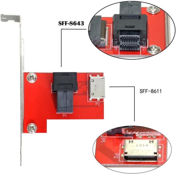 Xiwai PCI-Express 4.0 Mini SAS HD SFF-8643 auf Oculink SFF-8611 SFF-8612 PCBA Buchse Adapter mit Hal