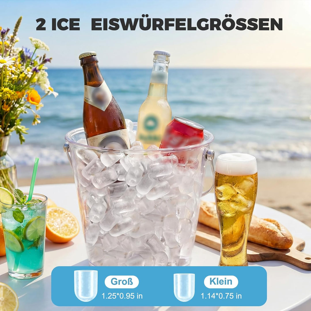 Eiswürfelmaschine Kleine 9 Eiswürfel in 6 Min,12kg/Tag - Selbstreinigende Eiswürfelmaschine, 2 Eiswü