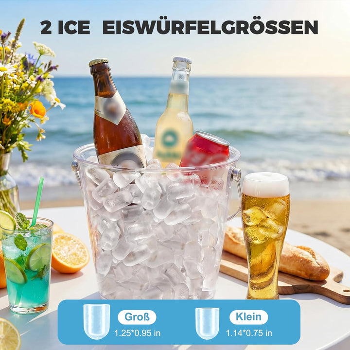 Eiswürfelmaschine Kleine 9 Eiswürfel in 6 Min,12kg/Tag - Selbstreinigende Eiswürfelmaschine, 2 Eiswü