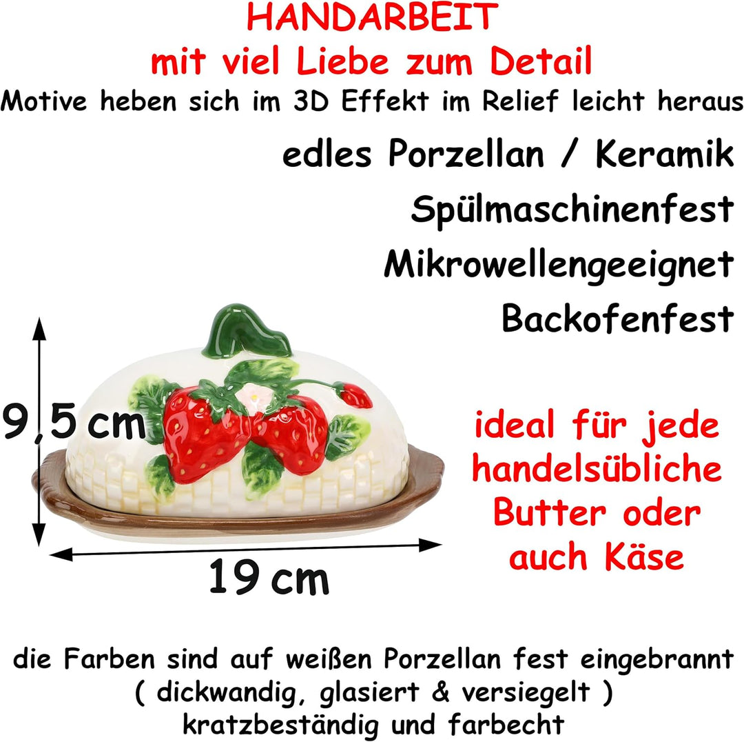 alles-meine.de GmbH Geschirr - Erdbeere - Artikel frei wählbar - XL Frühstücksset 3D Effekt - inkl.