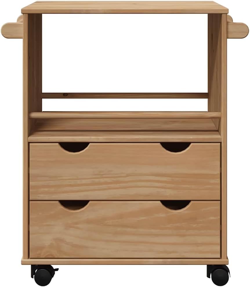 Tomostar Küchenwagen, Aufbewahrungswagen mit Rollen, Küchenwagen OTTA 59 x 45 x 80 cm Massivholz Kie
