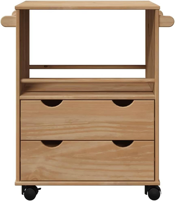Tomostar Küchenwagen, Aufbewahrungswagen mit Rollen, Küchenwagen OTTA 59 x 45 x 80 cm Massivholz Kie