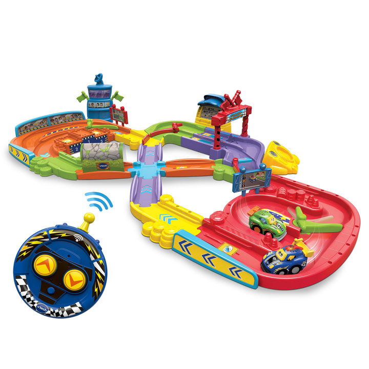 VTech Baby Tut Tut Baby Flitzer - RC Autorennbahn – Interaktives Spielset mit Rennwagen, Musik, span
