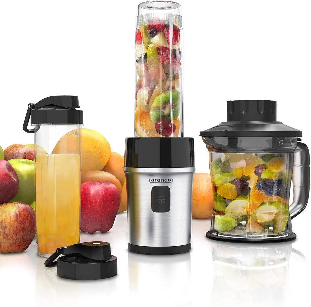 Arendo - Edelstahl Standmixer 700W - 2in1 - Smoothie Maker - 1,2l Fassungsvermögen inkl. 2x 0,57l Sm