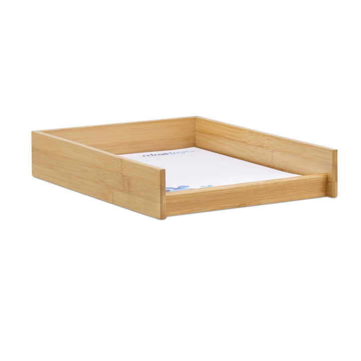 Relaxdays 10 x Dokumentenablage, DIN A4 Papierfach, Büro, Schreibtisch, flach, MDF Briefablage Bambu