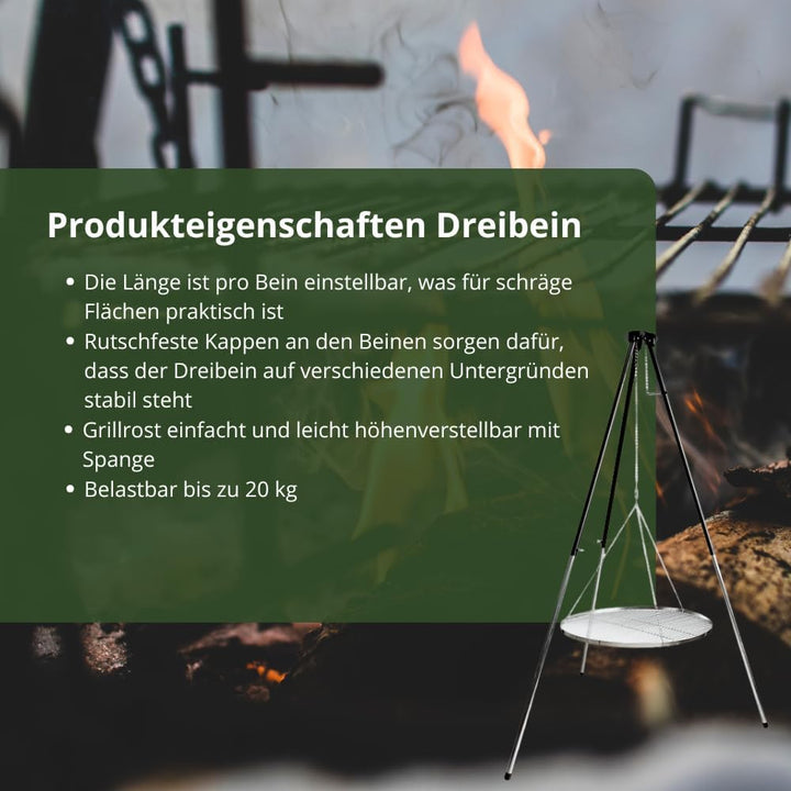 HeRo24 Dreibein Grillgestell für Schwenker - Schwenkgrill ohne Grillrost ! T-180