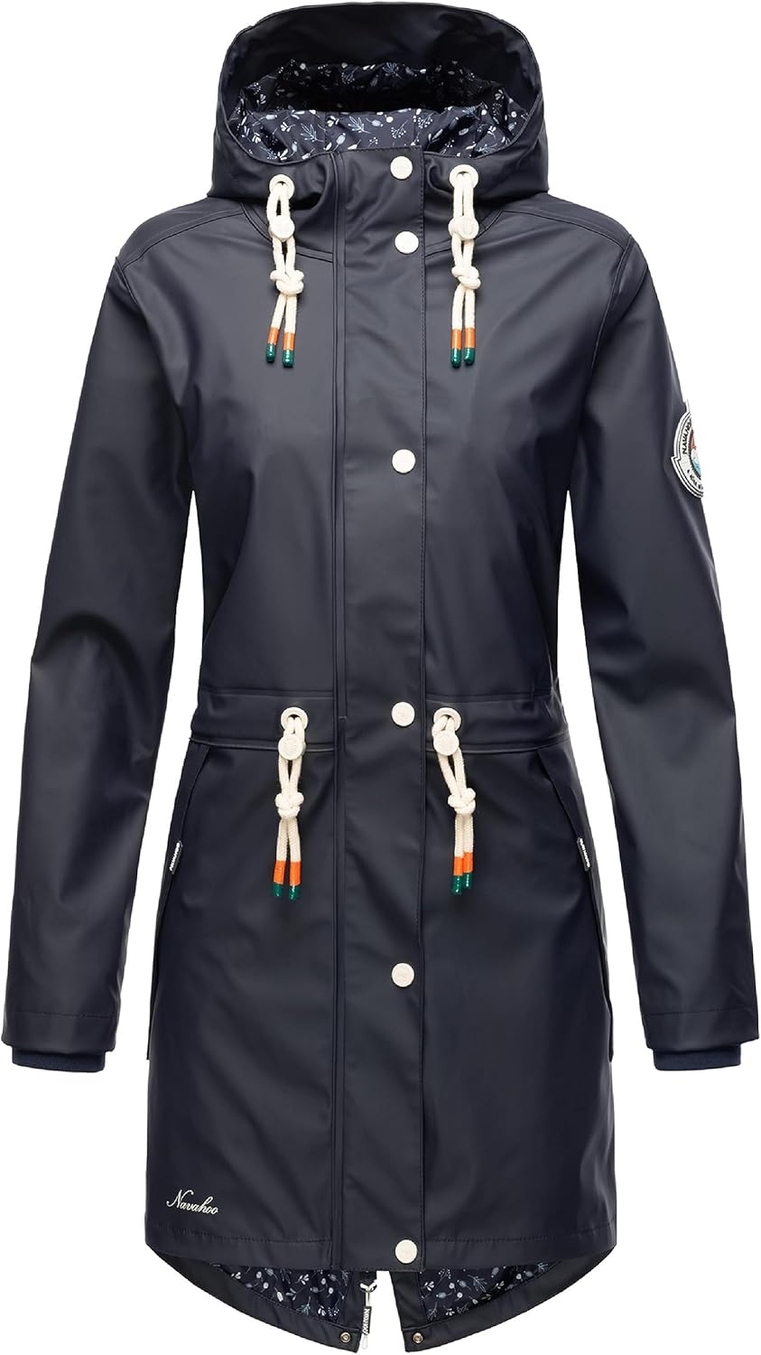 Navahoo Damen Übergangsjacke Regenmantel wasserdicht lang mit Kapuze Tropical Stormoo XS-3XL XS Navy