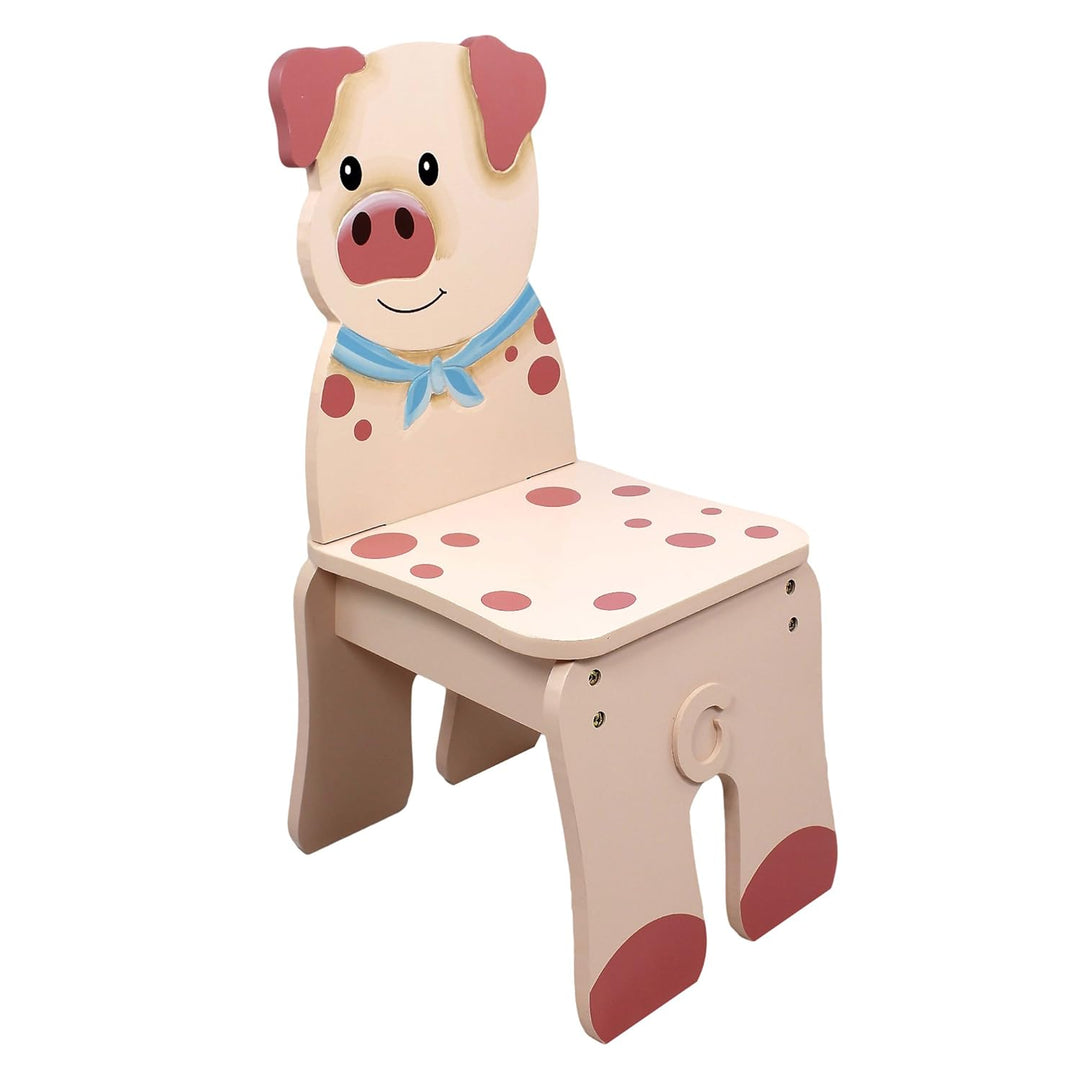 Fantasy Fields Kids (Klein-) Kinder Holzstuhl Ferkel (ohne Tisch) TD-11324A2-P Happy Farm - Pig, Hap