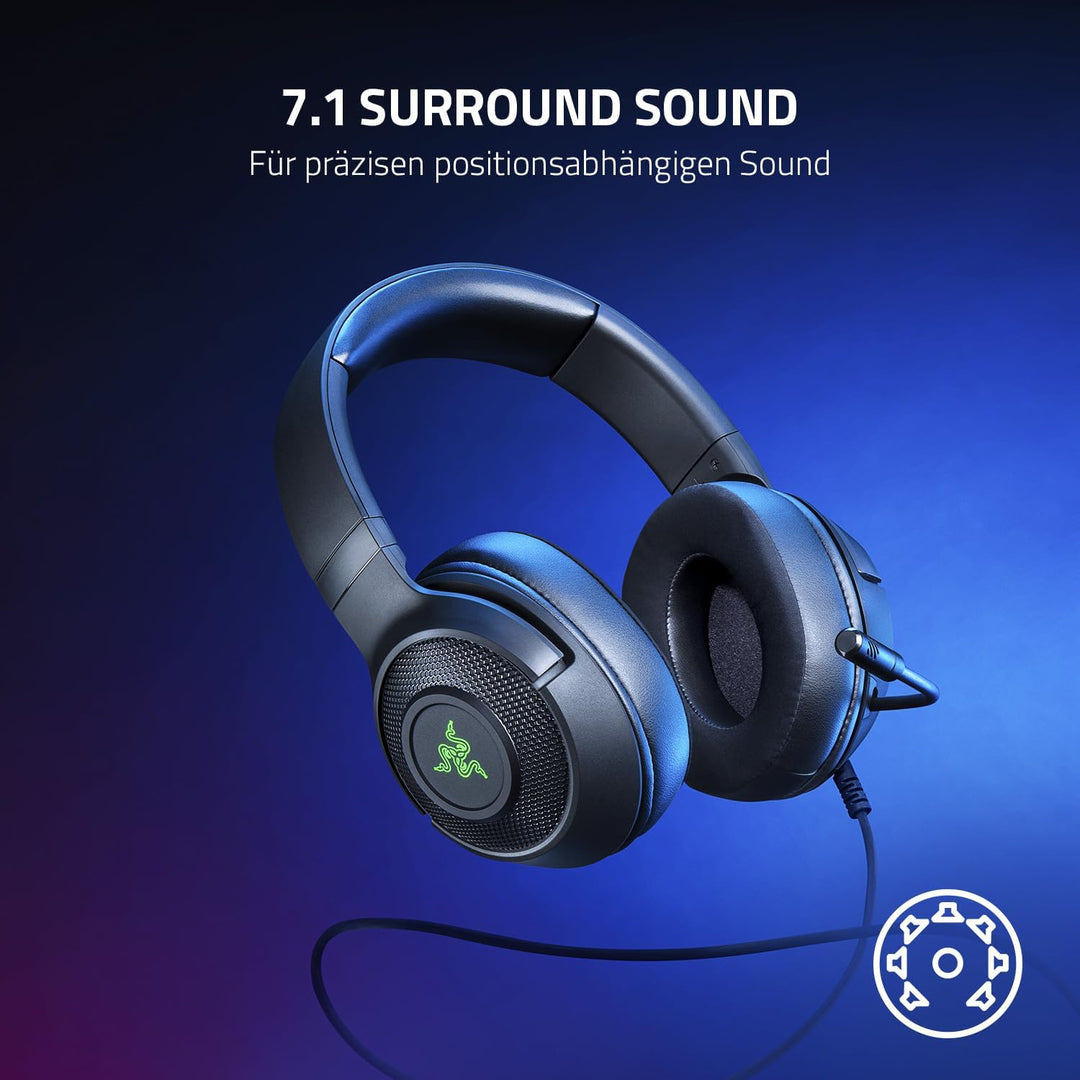 Razer Kraken V3 X USB - Kabelgebundenes USB-Gaming-Headset (Ultra leicht mit 285g, Triforce 40mm Tre