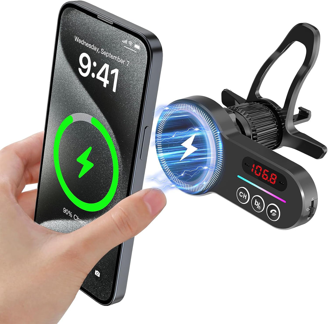 Bluetooth FM Transmitter MagSafe car Mount,Magift Bluetooth Car Adapter für Auto Radio, Freisprechen