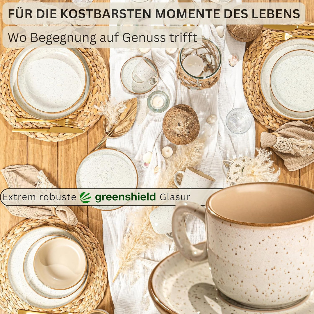 SÄNGER Rio Creme | Espressotassen Set 8 teilig, Tassen Set 4 Personen, Espresso- & Mokkatassen, krat