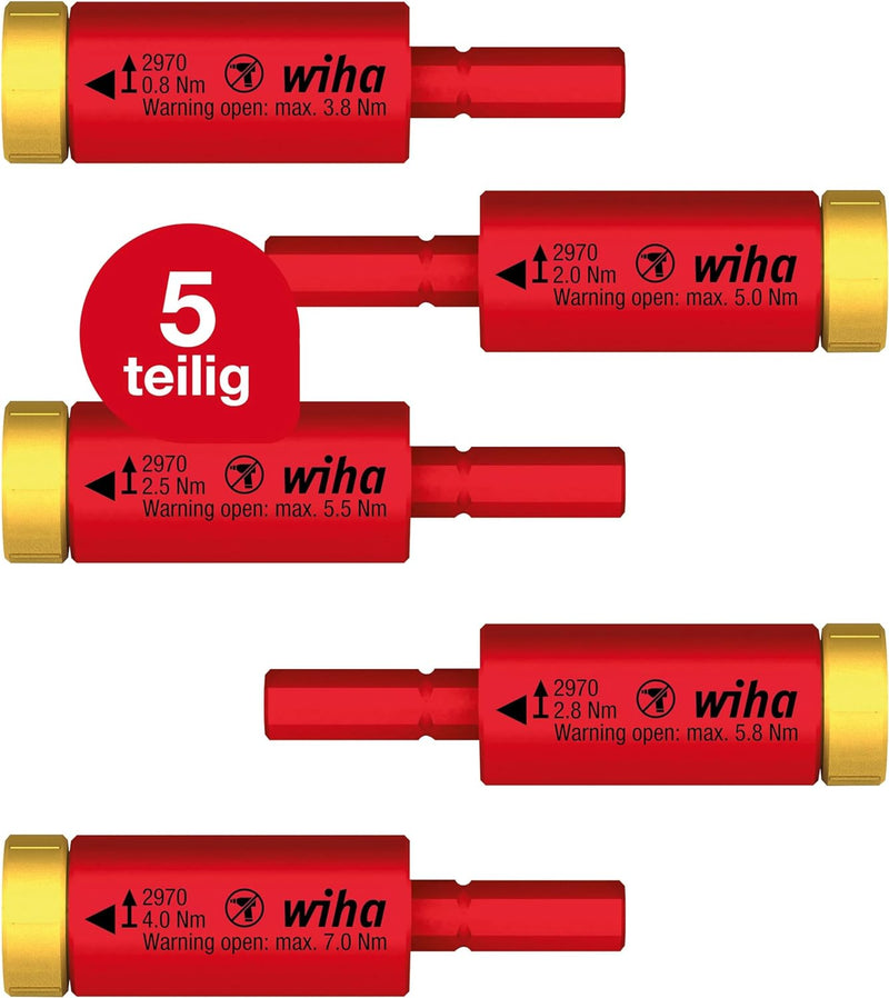 Wiha Drehmoment Set easyTorque Adapter electric für slimBits und slimVario Halter 5-teilig I Drehmom