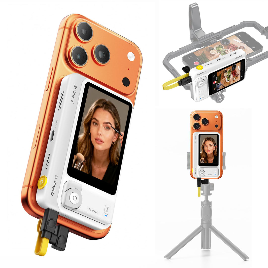 7RYMS Qshot V2 Selfie-Monitor-Bildschirm für iPhone & Android,4K 60fps magnetischer Rückkamera-Monit