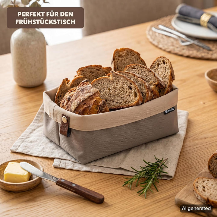 eluno eckige Brotkörbe NOVARA 2er Set - für Backwaren, Obst, Gemüse, Taupe, Taupe