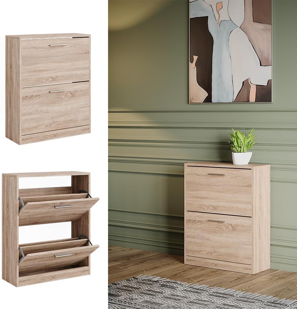 Vicco Schuhschrank Gizmo, Sonoma, 59 x 72.5 cm 2 Fächern, zur Aufbewahrung von Schuhen und kombinier