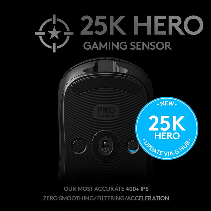Logitech G PRO Wireless Gaming-Maus mit HERO 25K DPI Sensor, RGB-Beleuchtung, 4-8 programmierbare Ta