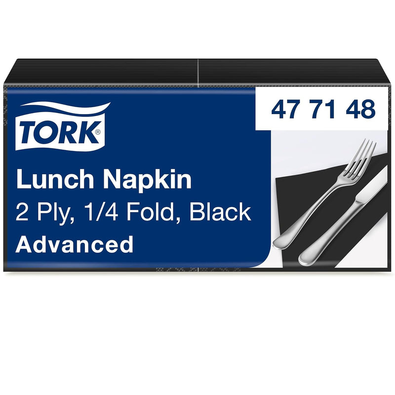 Tork 477148 Lunchservietten Schwarz / 2-lagige Servietten für kleine Gerichte & Snacks / Advanced Qu