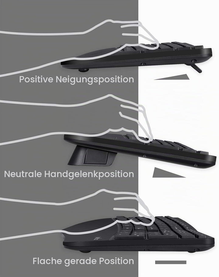 Perixx Periduo-605, Wireless Ergonomic Split Keyboard and Vertical Mouse Combo, Adjustable Palm Rest