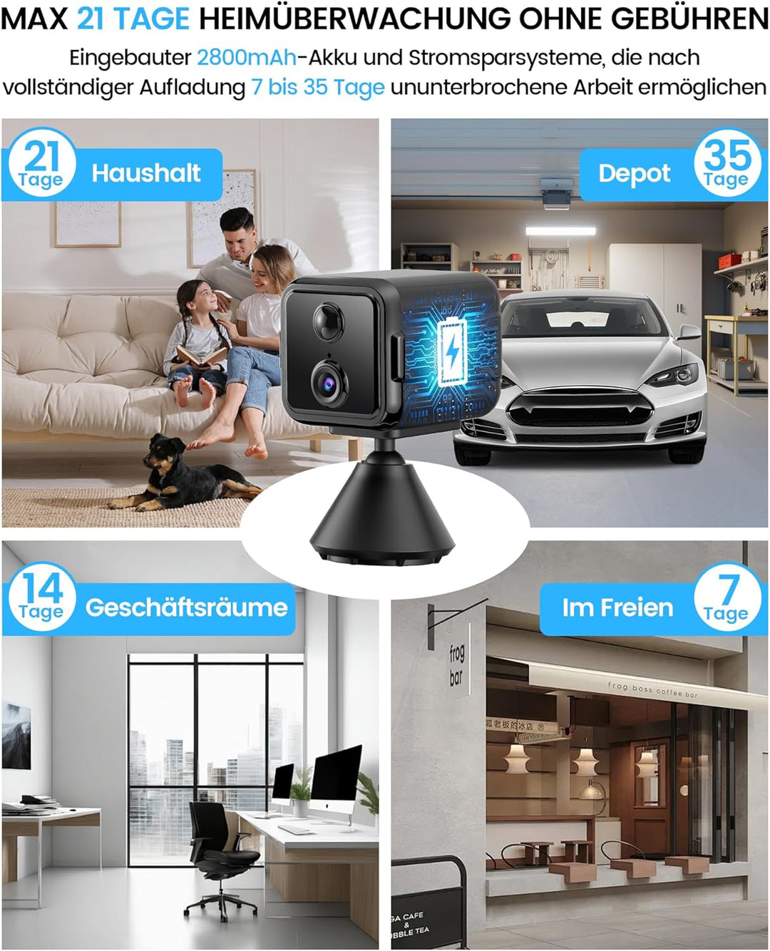 WeChip Mini Kamera, 2K HD Überwachungskamera Innen Für Live Übertragung Handy APP,WiFi & Bluetooth K