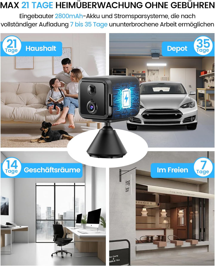 WeChip Mini Kamera, 2K HD Überwachungskamera Innen Für Live Übertragung Handy APP,WiFi & Bluetooth K