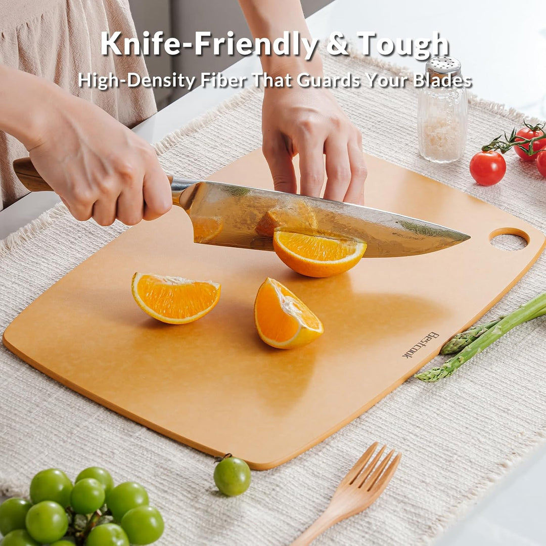 BESTCOOK Schneidebrett Holzfaser 2er-Set, Spülmaschinenfest Chopping Board, Hohe Dichte, Antiporös,