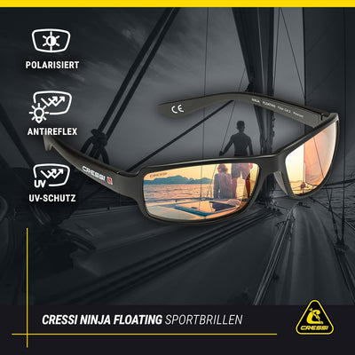 Cressi Ninja - Polarisierte Sonnenbrille Herren und Sonnenbrille Damen, Entspiegelte Gläser Wasserab