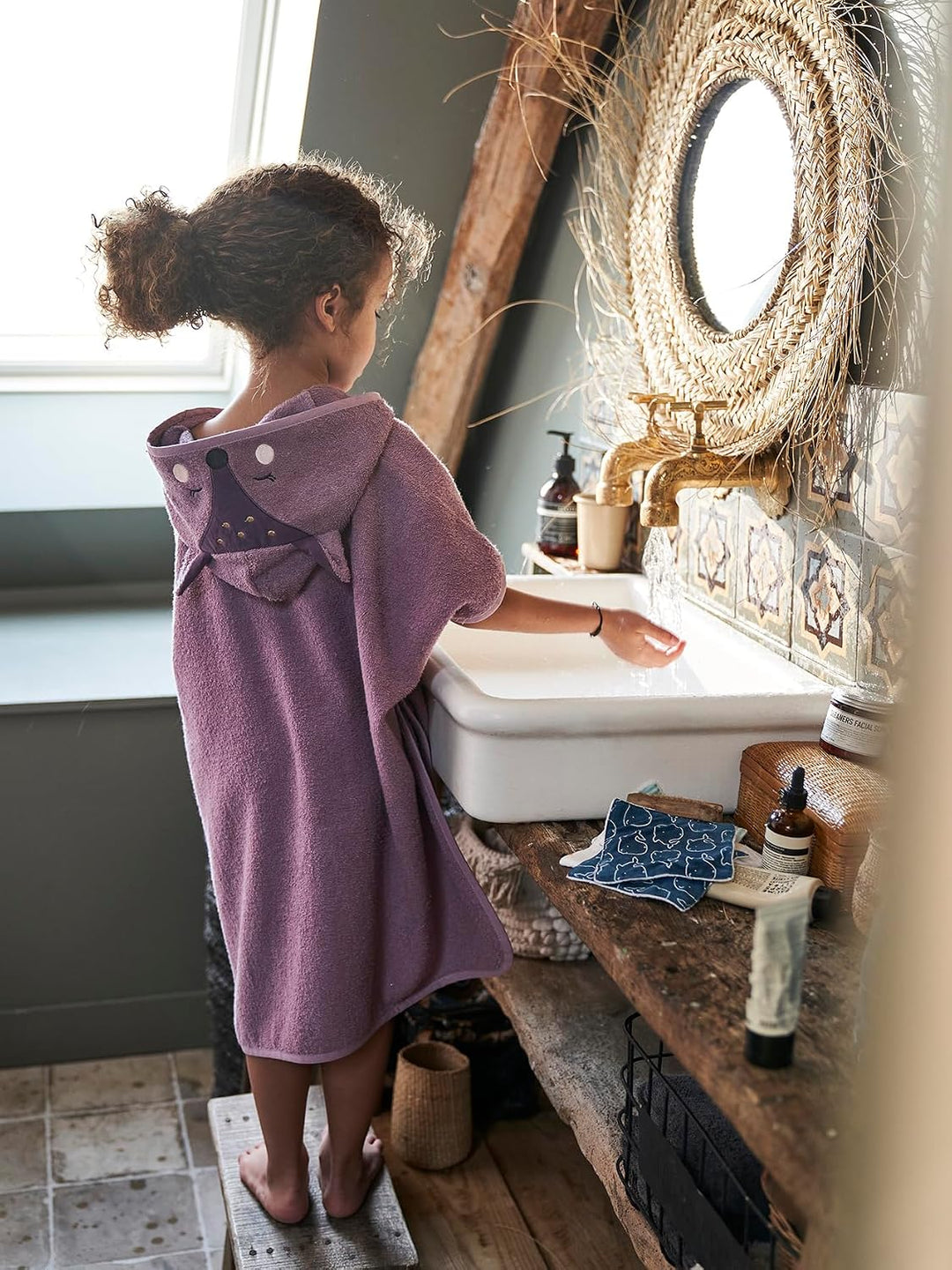 Vertbaudet Bade-Poncho,Reh, Reh-Kostüm 128/140 Violett, 128/140 Violett